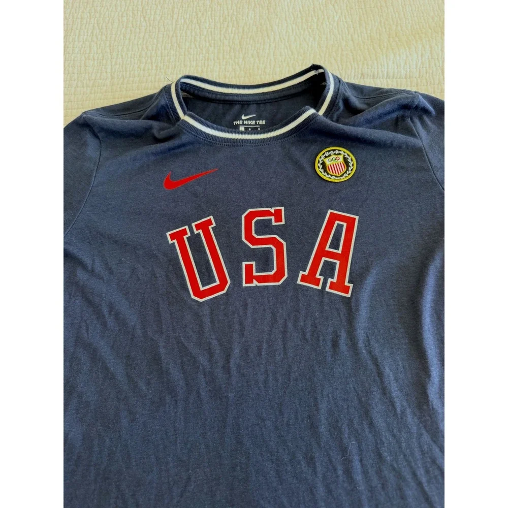 Nike USA Olympics Team USA Graphic T-Shirt Navy Blue Women Large L Short Sleeve